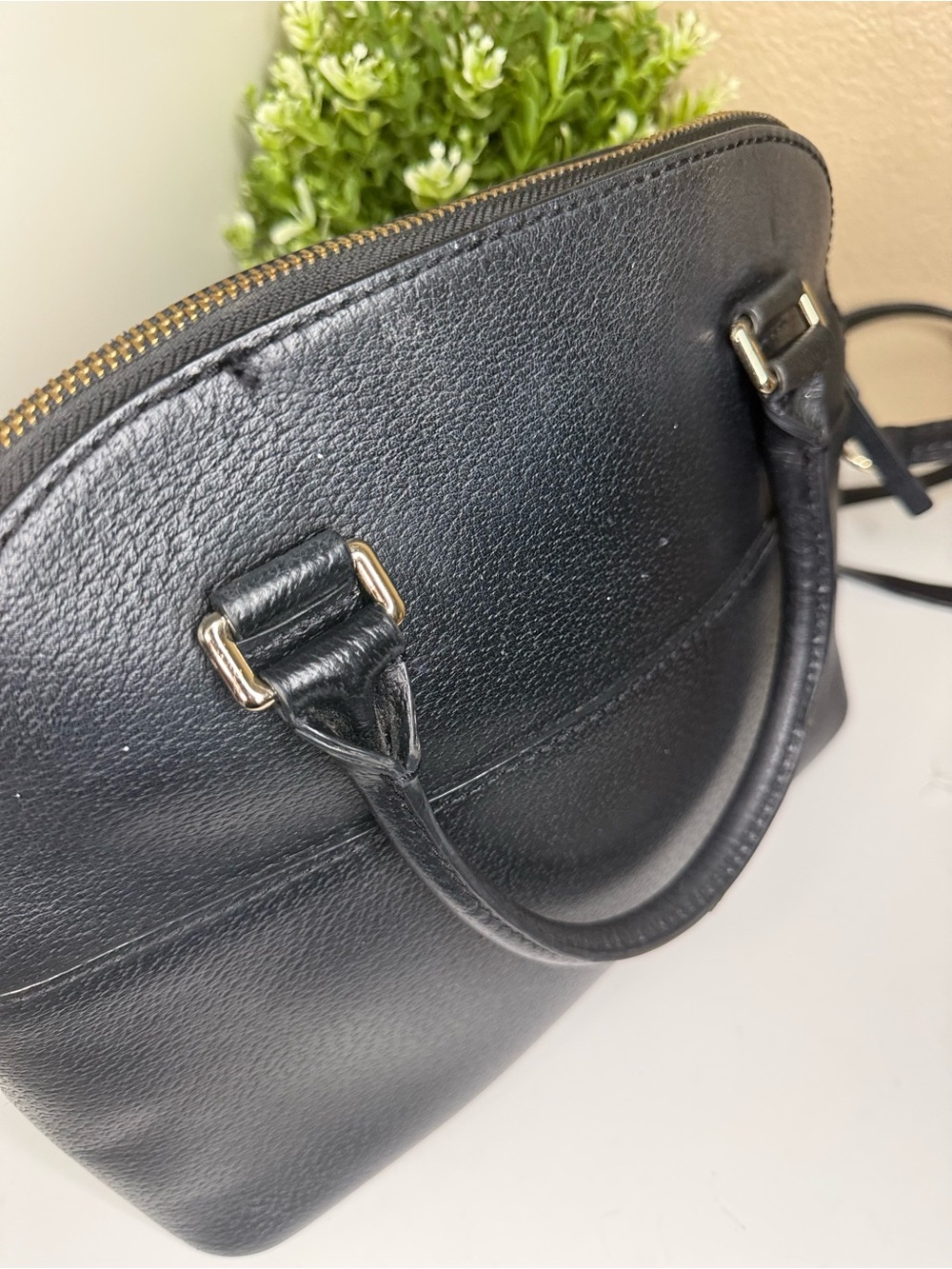 kate spade Black Pebbled Leather Dome Satchel with Crossbody Strap - Picture 5 of 9